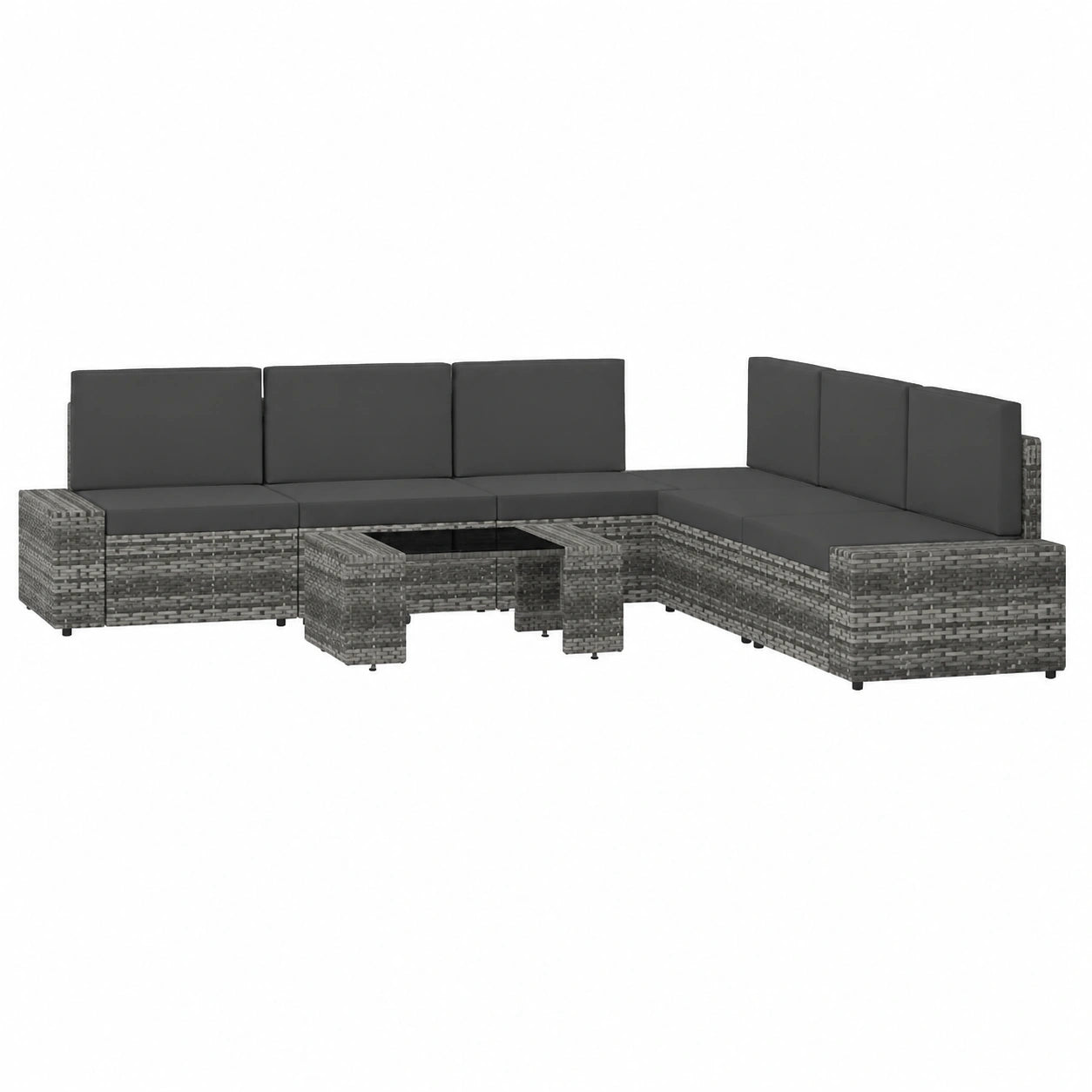 Conjunto de Muebles de Exterior de 7 Piezas con Mesa de Café, Cojines Cómodos para Patio, Balcón y Jardín