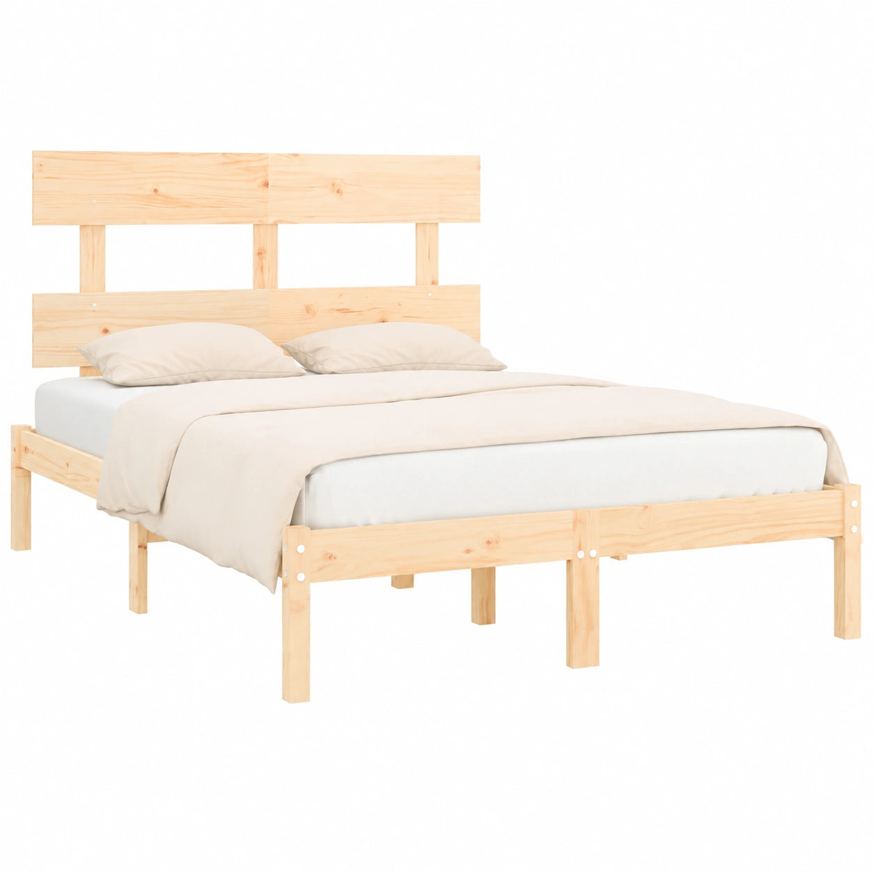 Estructura de Cama King Size de Madera Maciza 150x200 cm para Dormitorio