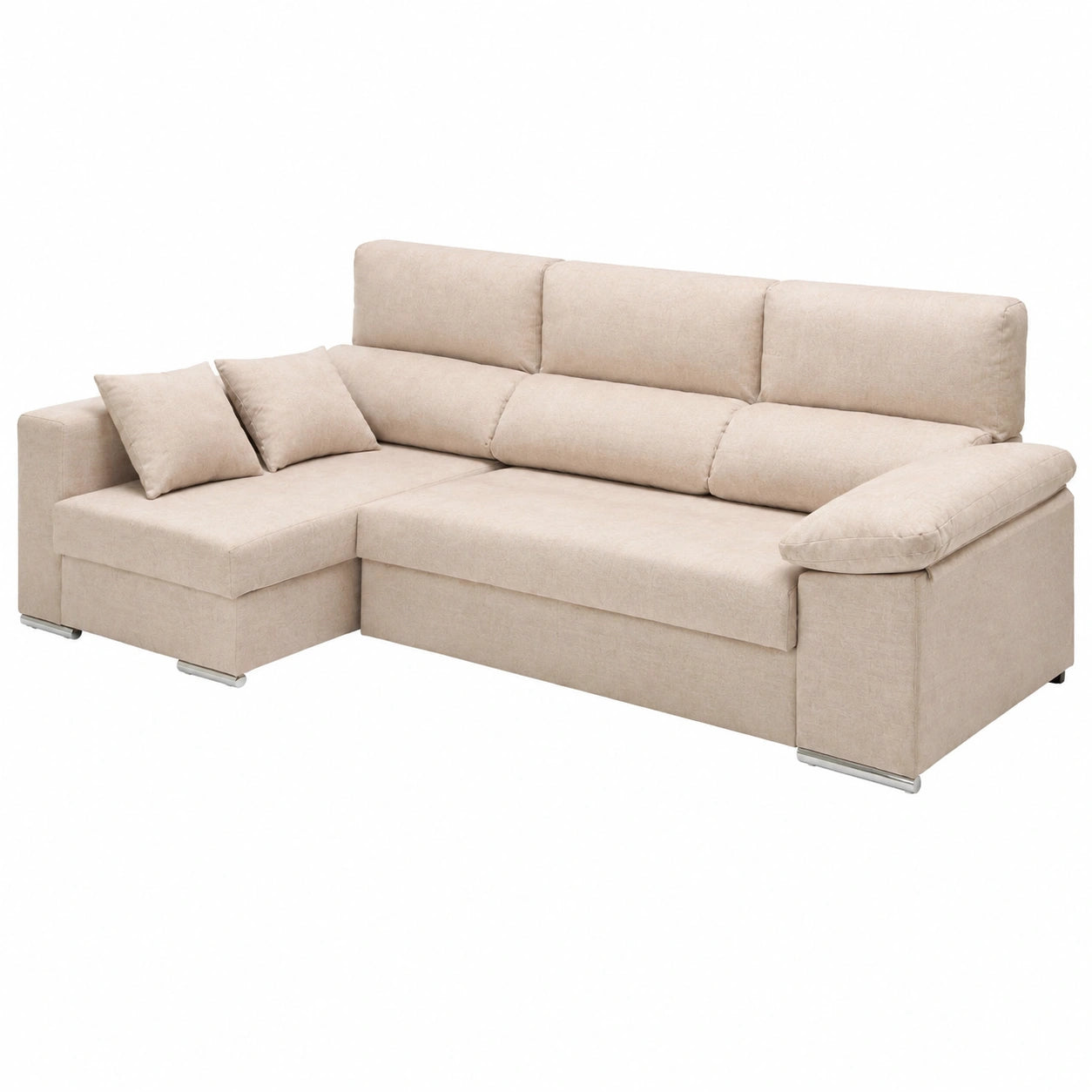 Sofá Chaise Longue Convertible con Almacenamiento Giulia Izquierda Beige