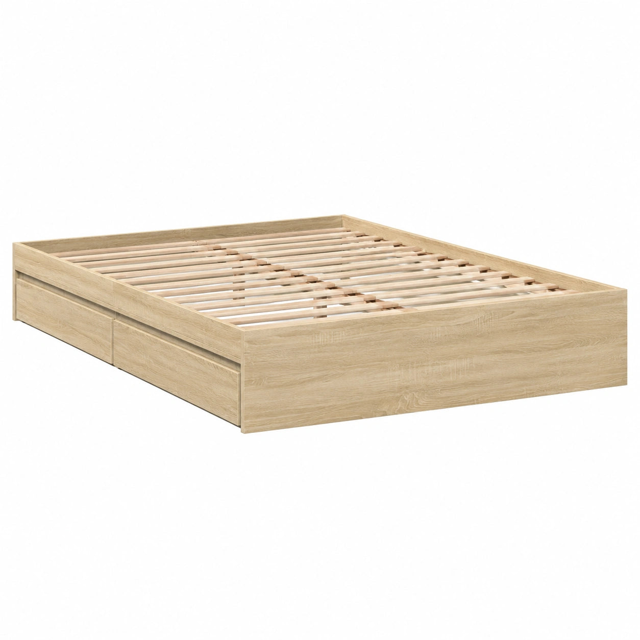 Cama Doble con Cajones de Almacenamiento en Roble Sonoma 150x200 cm