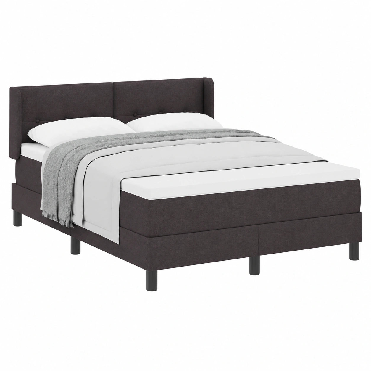 Cama King Size de Madera con Cabecero Ajustable y Colchón de Poliéster, Marrón Oscuro 200x160 cm