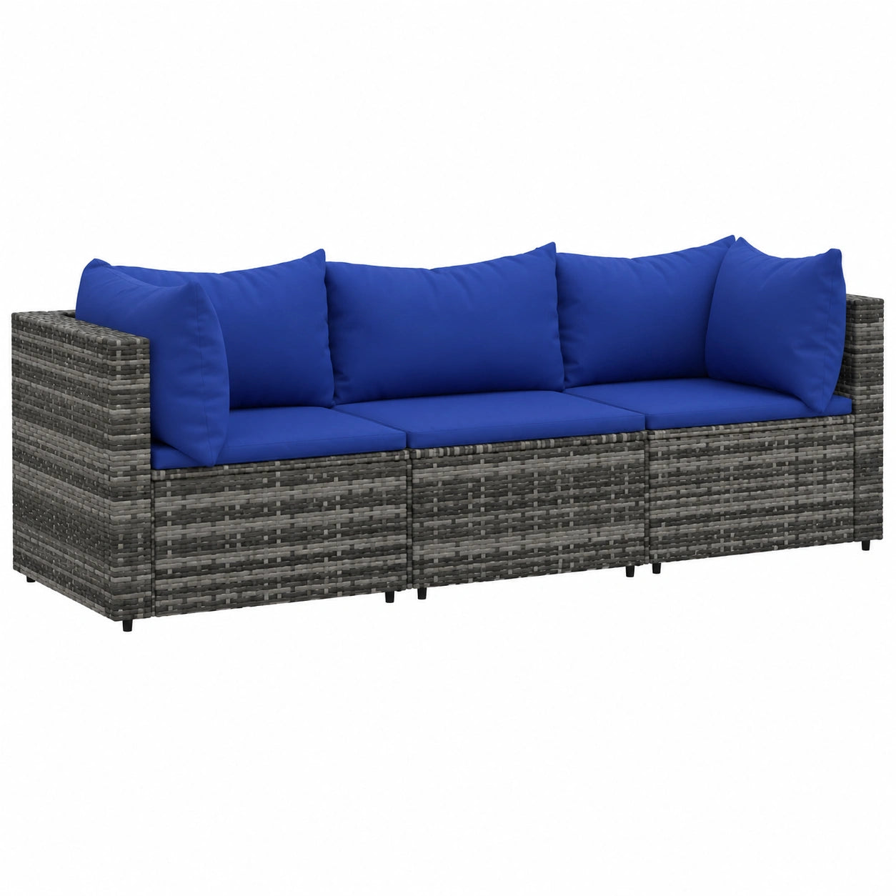Conjunto de Muebles de Jardín 3 Piezas con Cojines de Ratán Sintético Gris