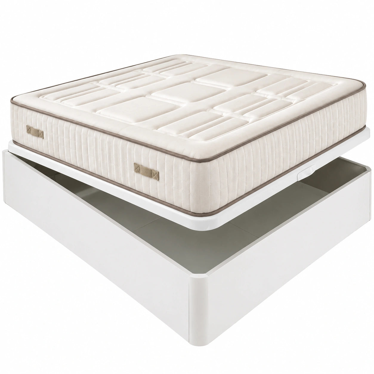 Colchón Viscoelástico Extra Firme 27 cm con Canapé Abatible, Tela 3D Transpirable, Total 34 cm, Blanco, 135x190 cm