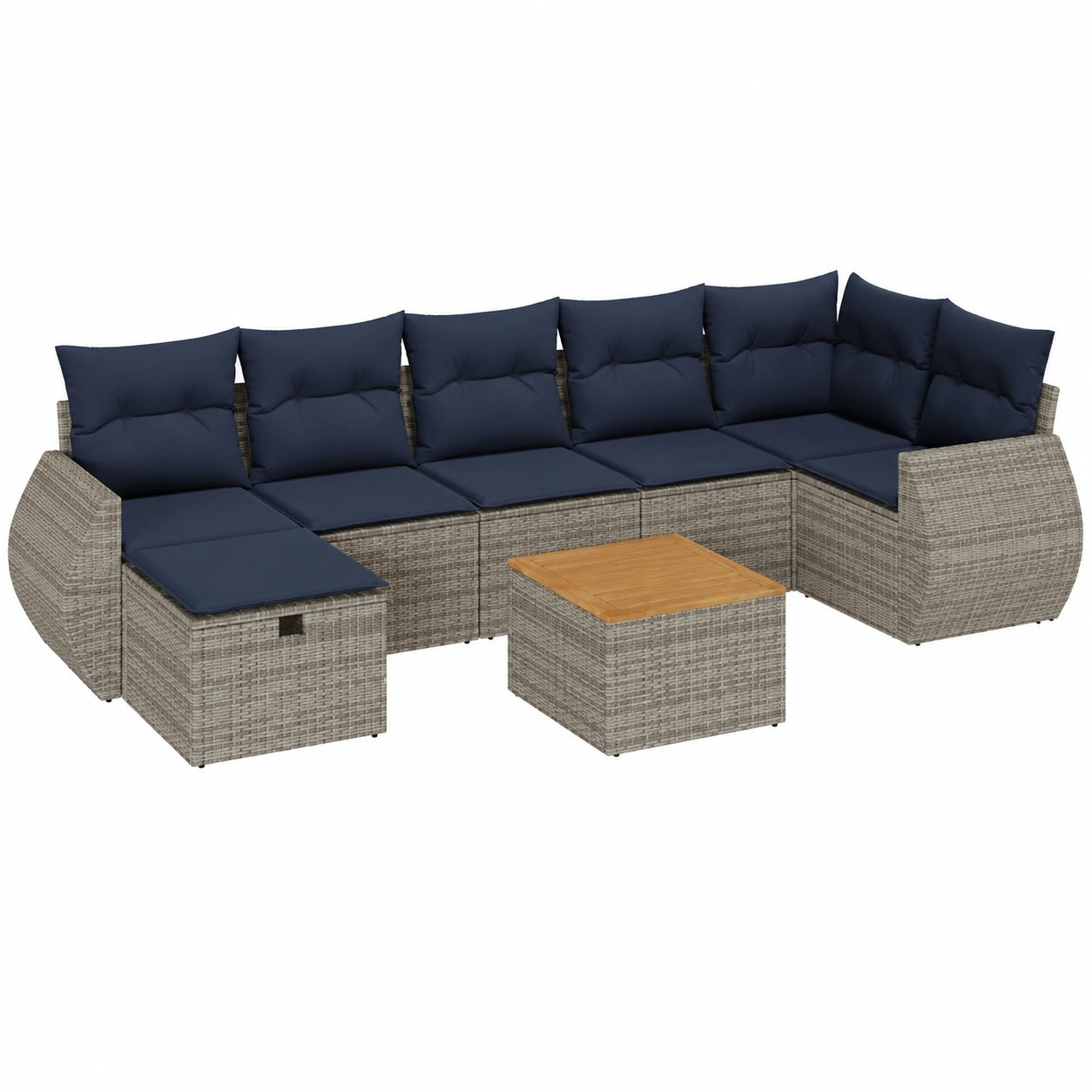 Conjunto de Muebles de Jardín 8 Piezas en Rattán Sintético Gris con Cojines, Resistente a UV, hasta 110 kg, Ideal para Terraza y Balcón