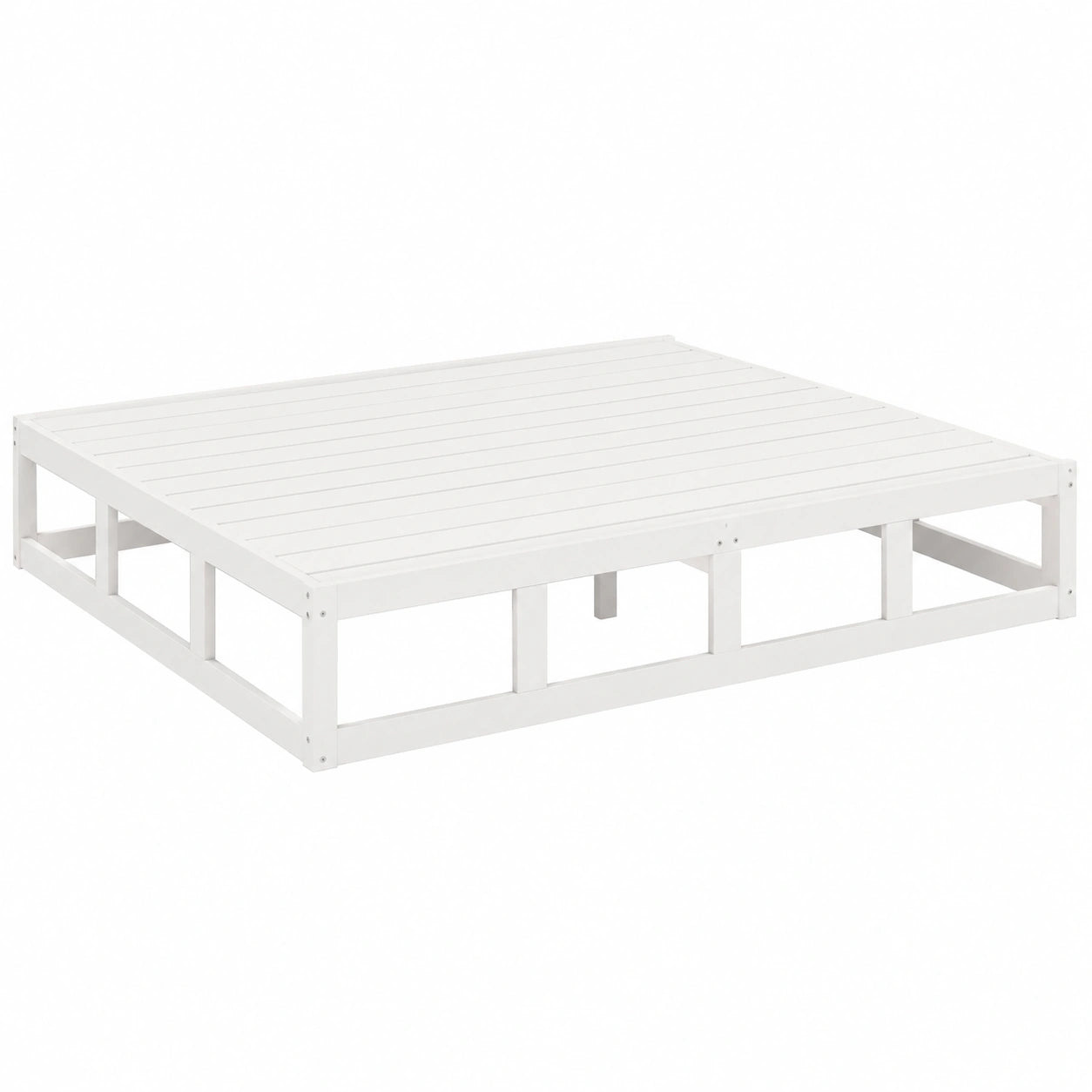 Cama de Madera Maciza Blanca King Size 150x200 cm para Dormitorio