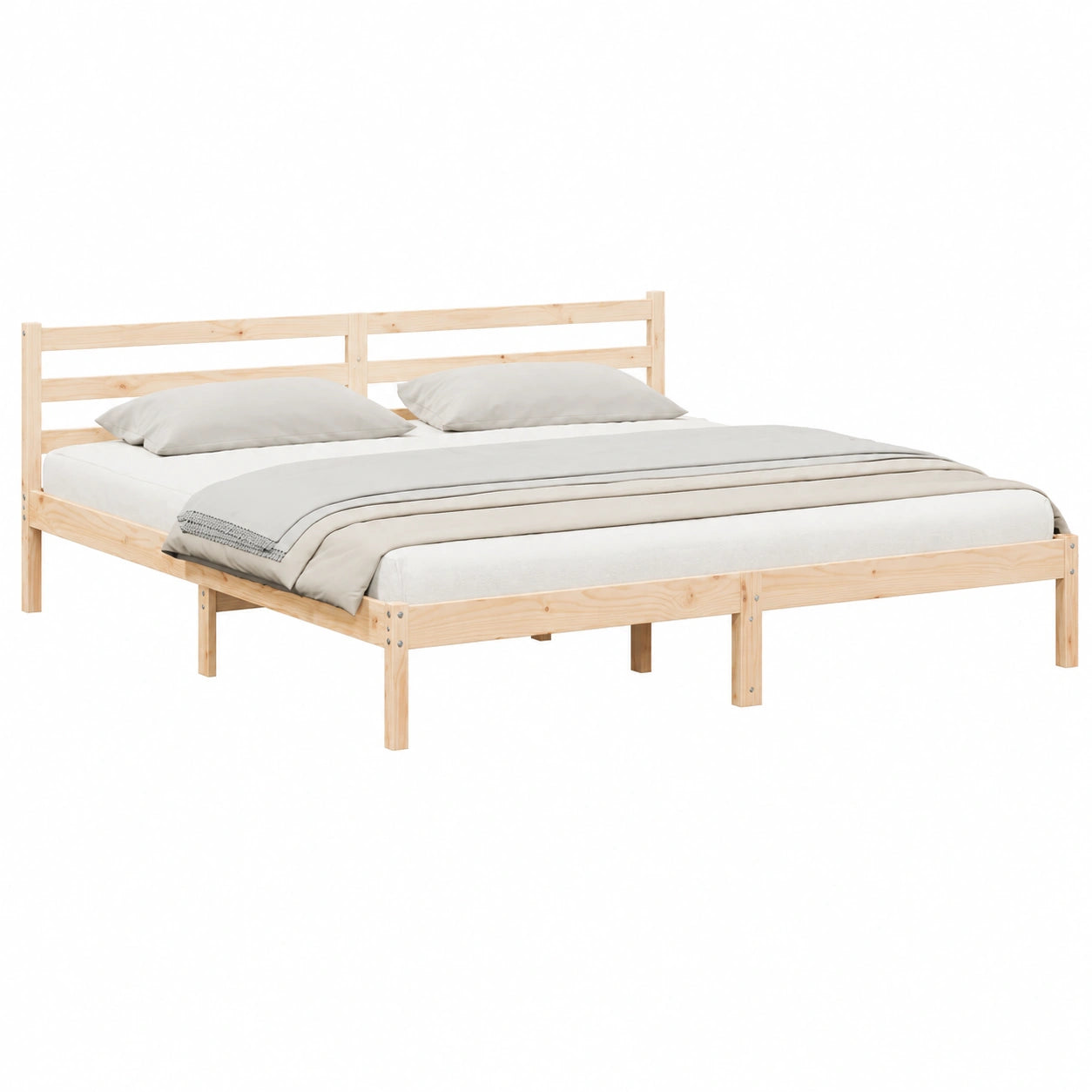 Cama King Size de Pino Macizo, Estilo Minimalista, 220x200 cm