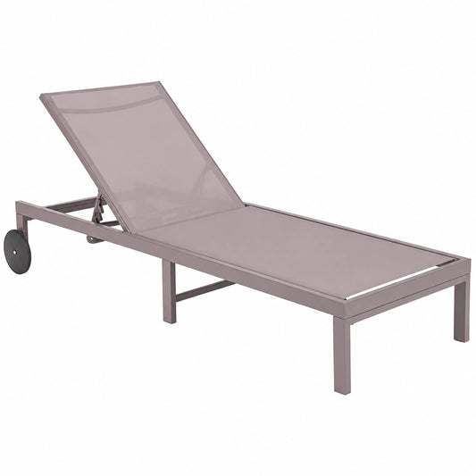 Tumbona de Jardín Zulima Luxe, Aluminio Gris, Reclinable con Ruedas, Anti-Corrosión, 200x73x30 cm