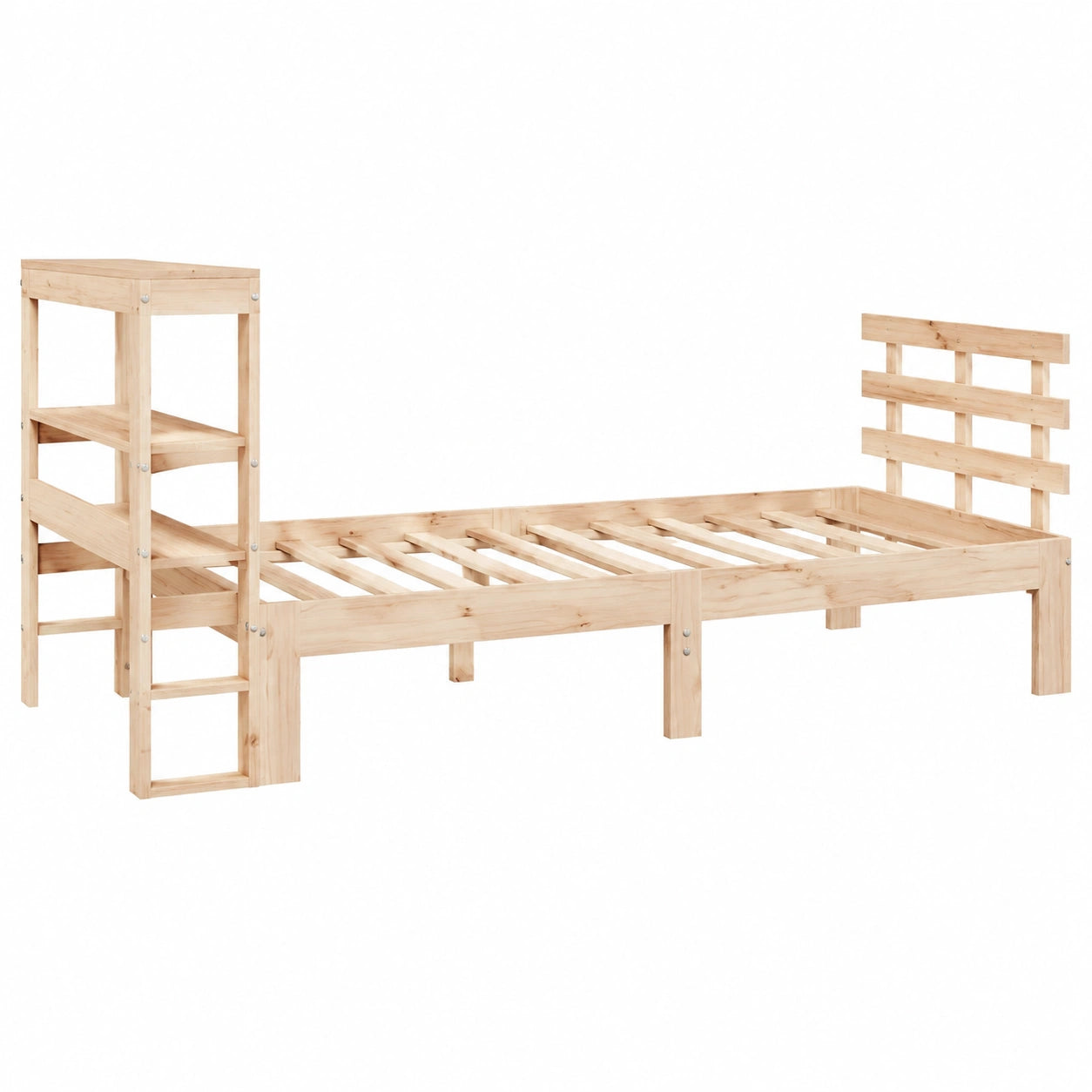 Estructura de Cama King de Pino Macizo con Almacenamiento