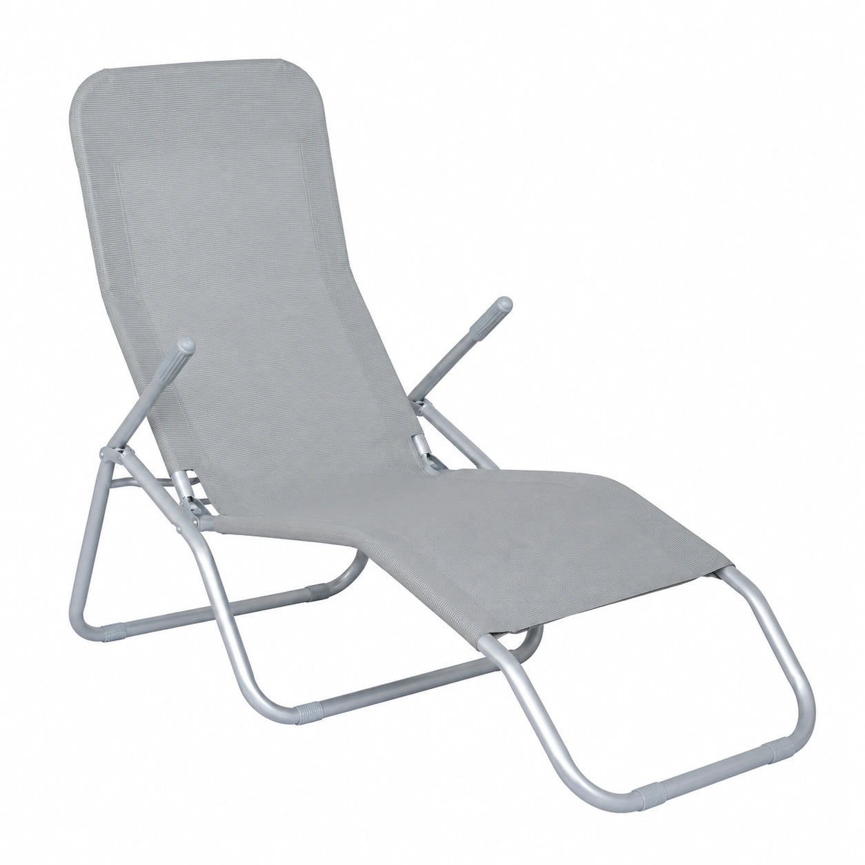 Tumbona Reclinable Plegable de Acero y Textileno Gris 170x65x101 cm