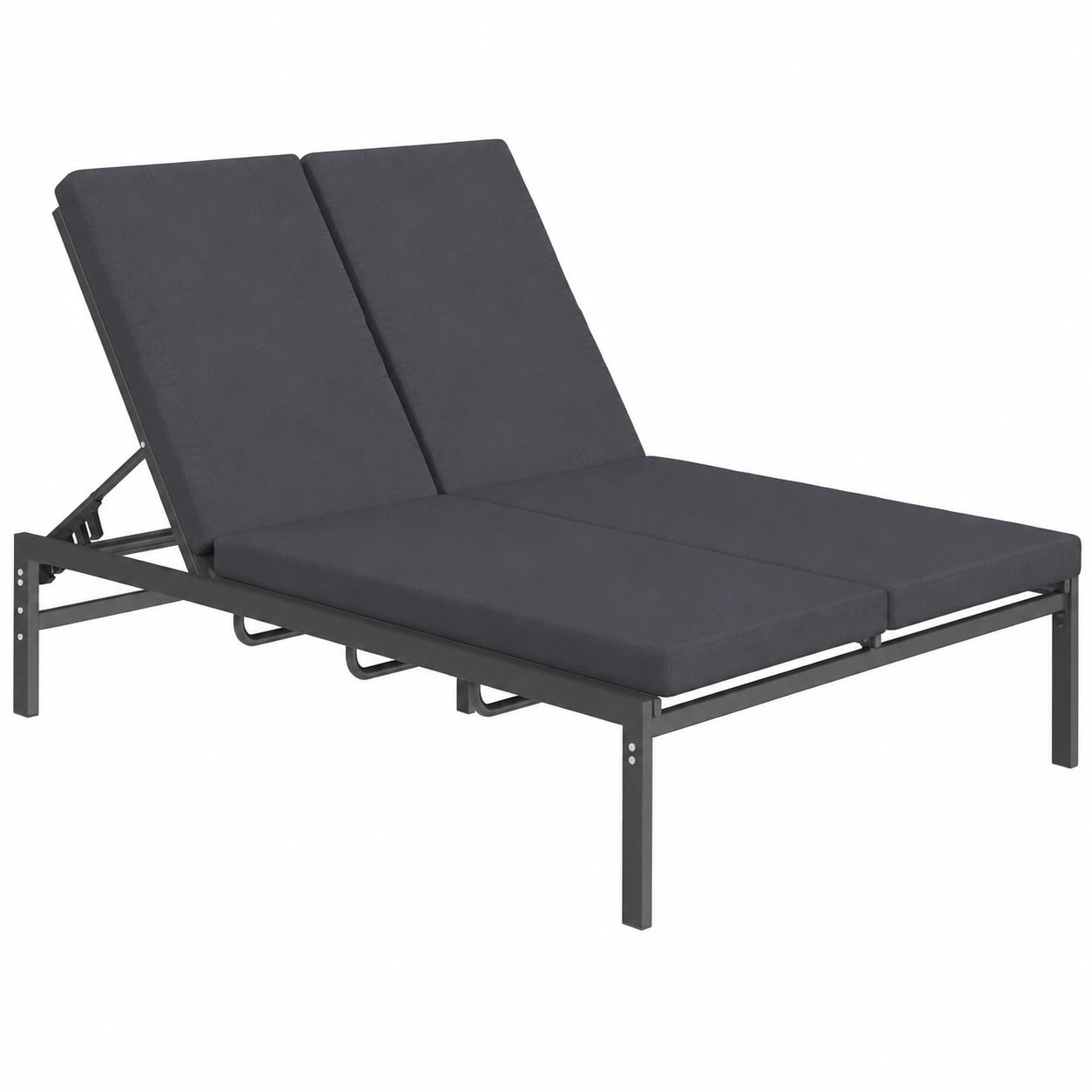 Cama Doble de Jardín Reclinable de Acero con Colchón Antracita