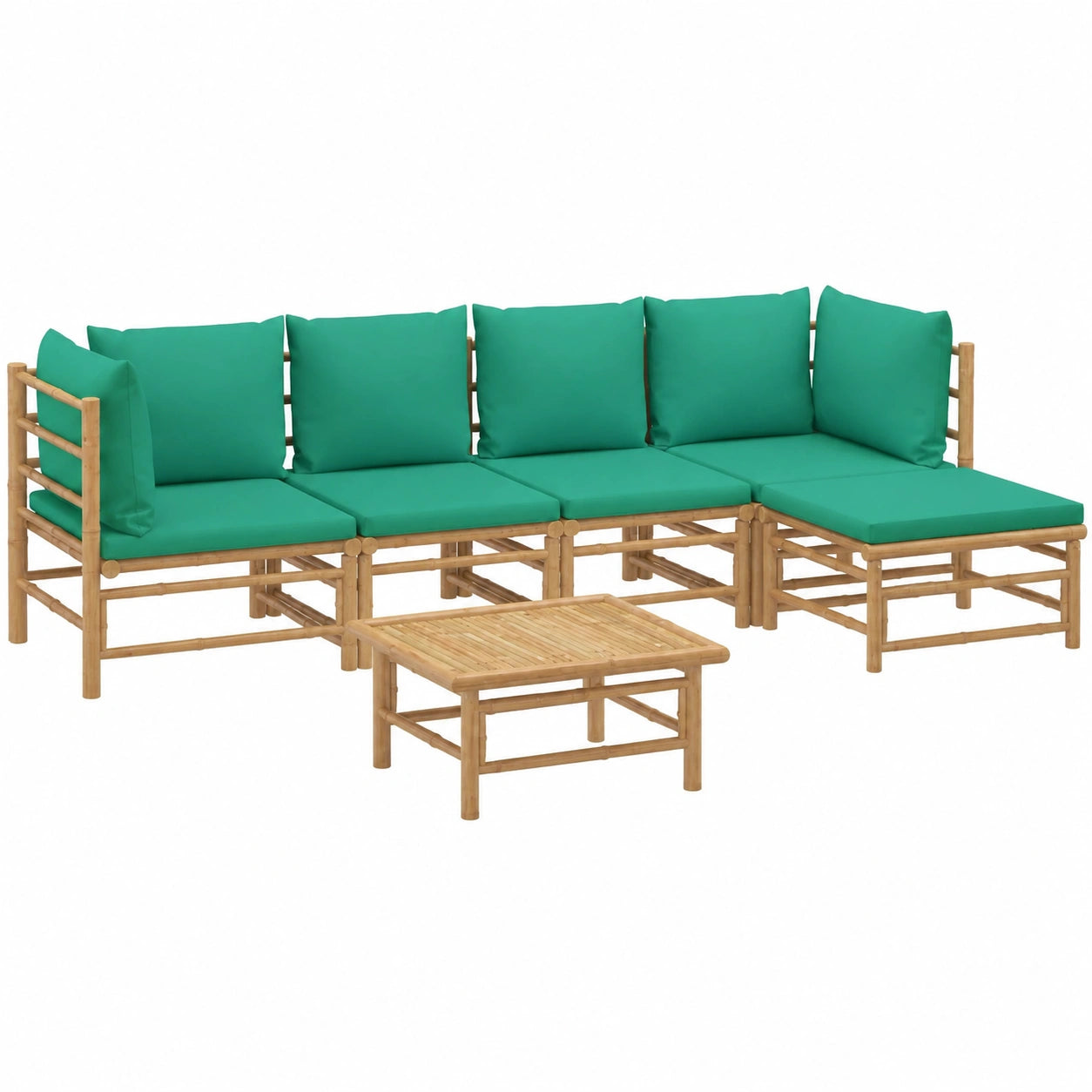 Set de Jardín 6 Piezas de Bambú con Cojines Verdes
