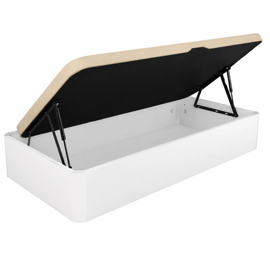 Sofá Cama Elevable Reforzado con Gran Capacidad y Apertura Lateral, 105 x 190 cm, Blanco