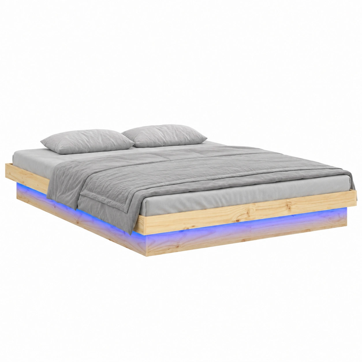 Cama King Size de Madera con LED, 150x200 cm, INLIFE