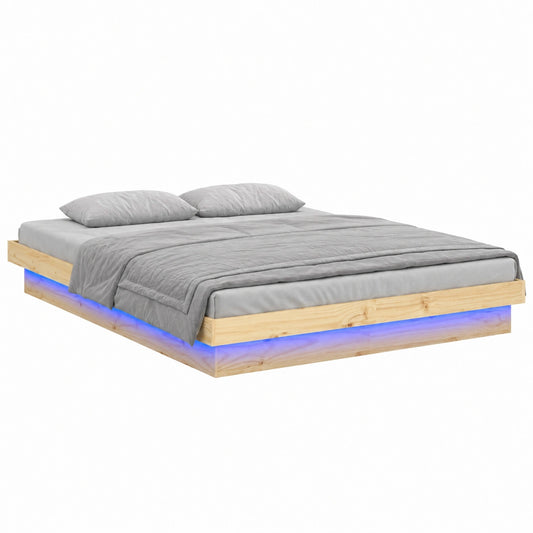 Cama King Size de Madera con LED, 150x200 cm, INLIFE
