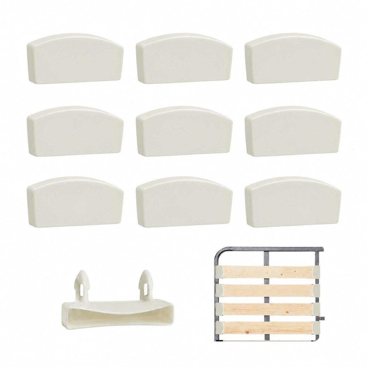 Set de 10 Repuestos de Soportes para Somier de Lamas, Compatible con Camas Doble, King e Individual (Beige)