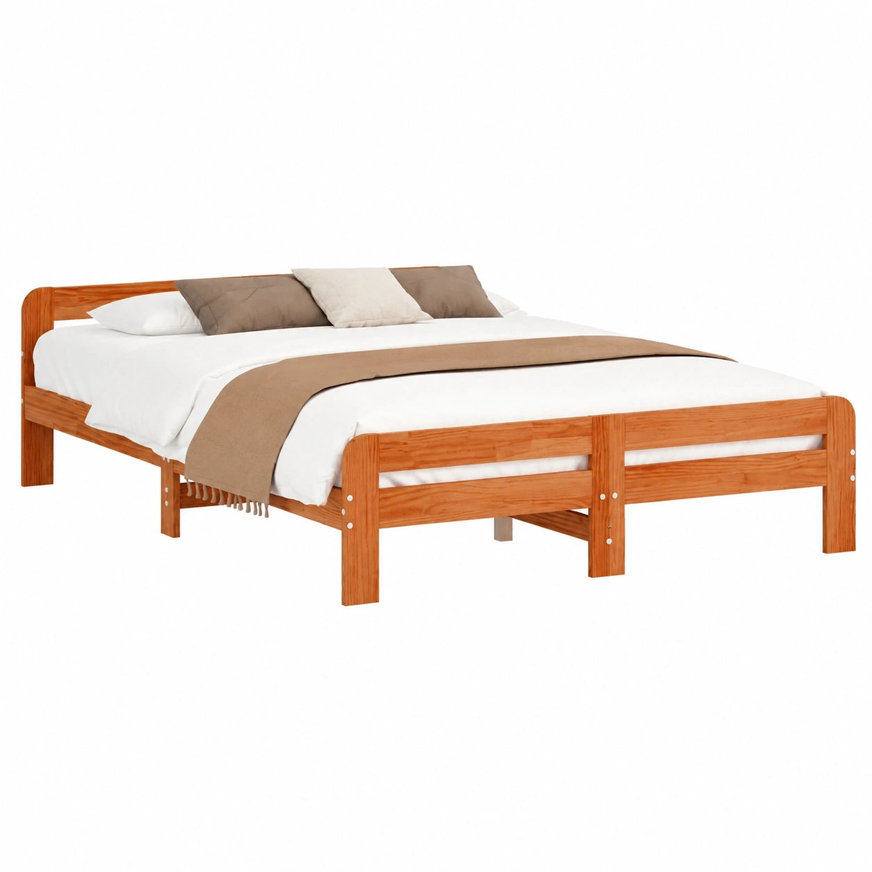 Estructura de Cama de Madera de Pino 140x200 cm Marrón para Dormitorio