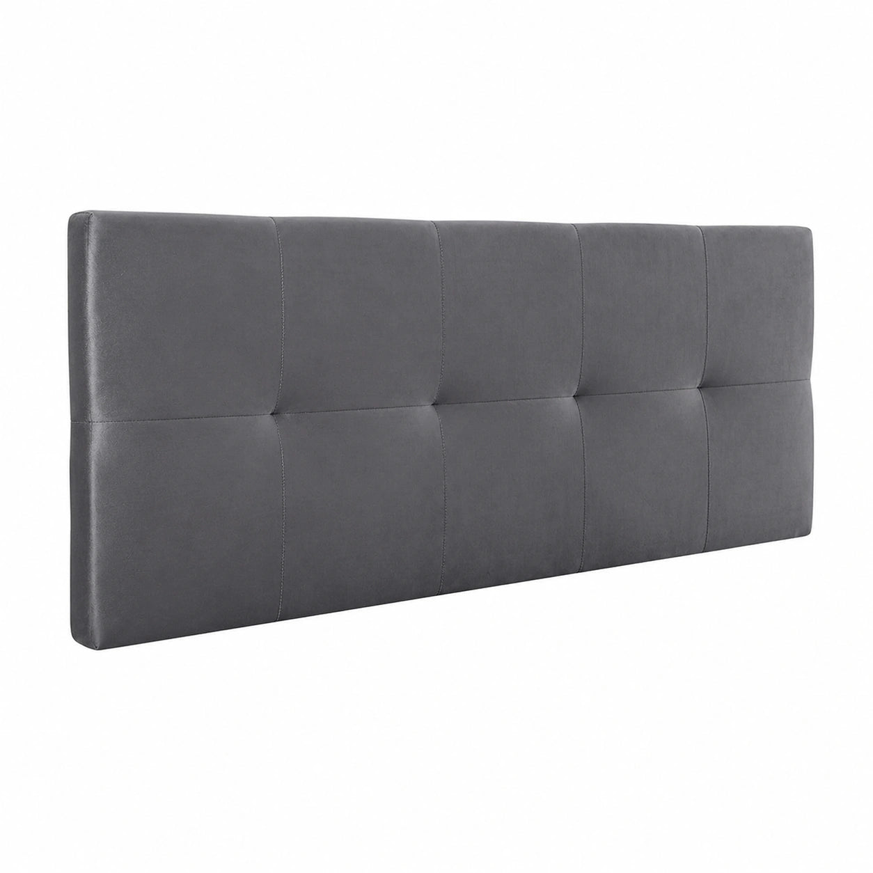Cabecero Tapizado de Terciopelo Gris para Cama Matrimonial, Acolchado de 4 cm, Fabricado en España