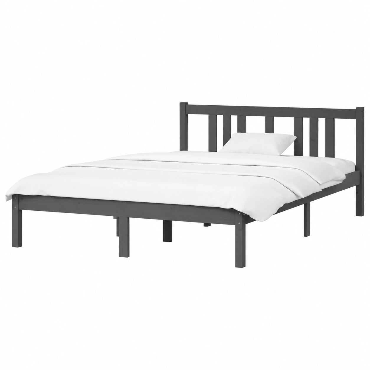 Cubierta de Cama de Madera Maciza Gris 150x200 cm para Camas King Size