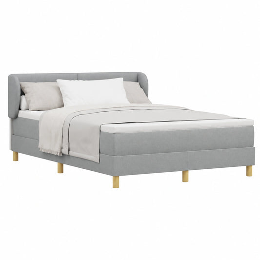Cama King Size Gris Claro con Colchón y Cabecero Ajustable 160x200 cm