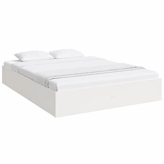 Cama King Size de Madera Maciza Blanca 150x200 cm para Dormitorio