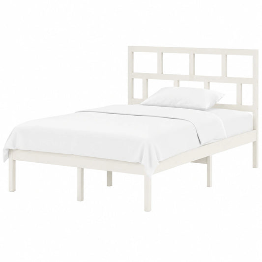 Cama de Madera Maciza Blanca King Size 150x200 cm para Dormitorio