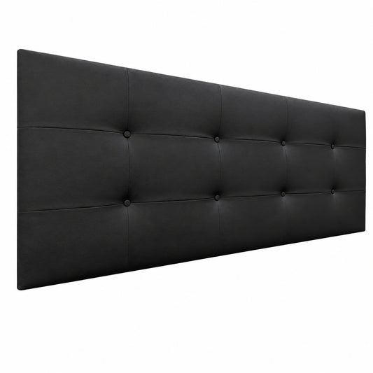 Cabecero de Cama DHOME Tapizado en Polipiel y Tela, Capitoné 8cm, Negro 150cm