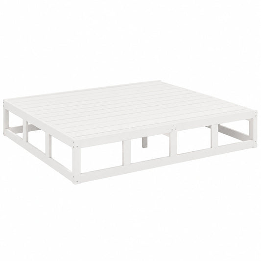 Cama de Madera Maciza Blanca King Size 150x200 cm para Dormitorio