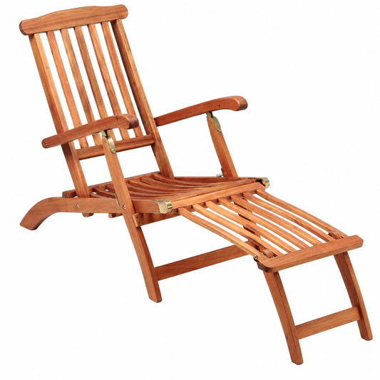 Conjunto de 2 Tumbonas Plegables de Madera con FSC, 160kg de Capacidad, Respaldo Ajustable y Reposapiés Desmontable