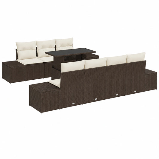 Conjunto Modular de Sofás de Jardín en Polirratán Marrón/Crema Resistente UV para Terraza